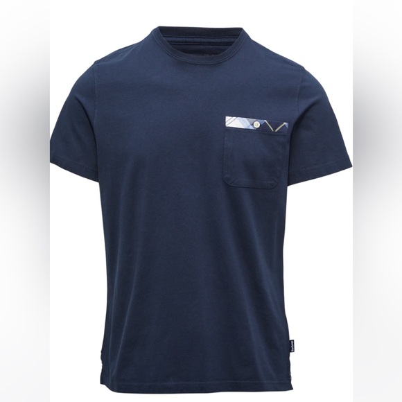New Barbour Men Cotton T-Shirt, Medium, Blue and White - Picture 2 of 6